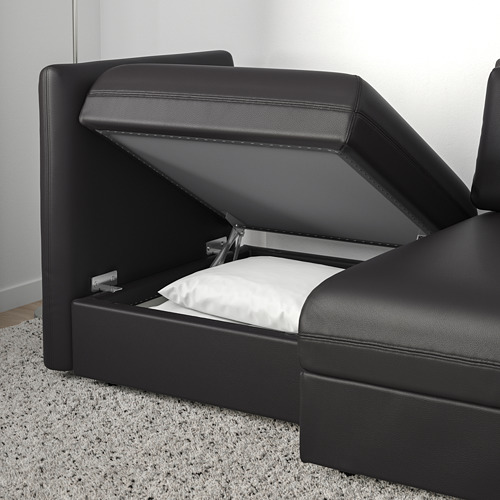 VALLENTUNA - 2-seat modular sofa with sofa-bed, and storage/Murum black | IKEA Taiwan Online - PE691153_S4