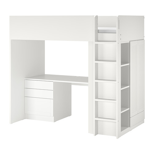 SMÅSTAD - loft bed, white with frame/with desk with 4 drawers | IKEA Taiwan Online - PE789053_S4