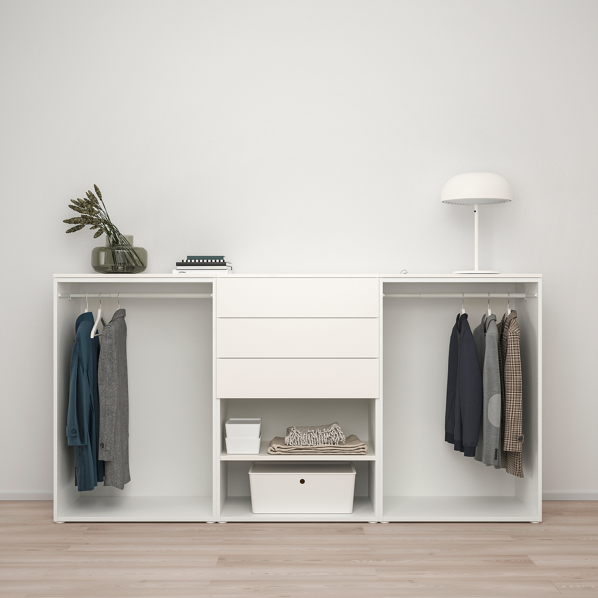 PLATSA wardrobe with 4 doors+3 drawers