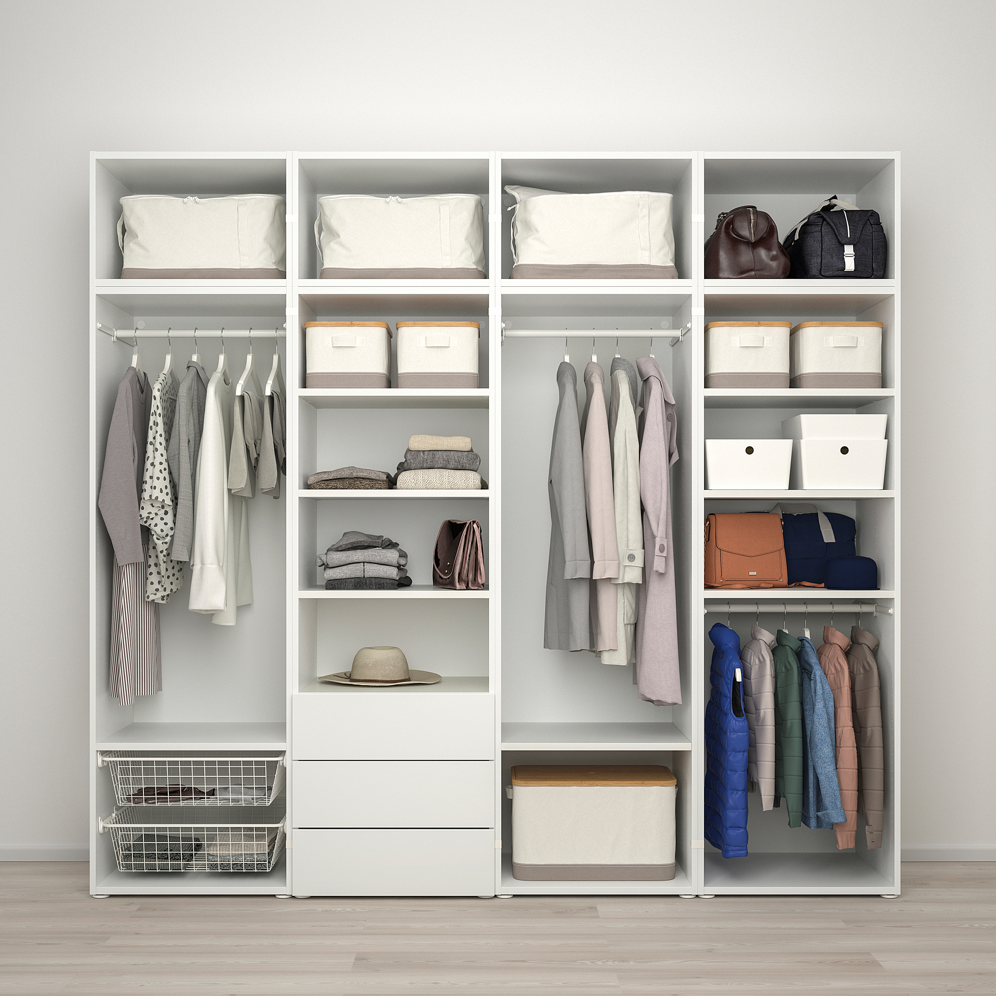 PLATSA wardrobe with 8 doors+3 drawers