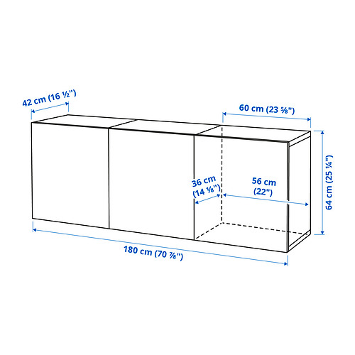 BESTÅ - wall-mounted cabinet combination, black-brown/Selsviken high-gloss/black | IKEA Taiwan Online - PE834321_S4