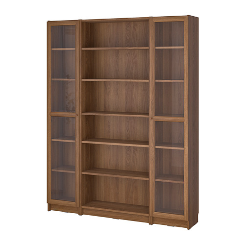 BILLY/OXBERG - bookcase combination w glass doors, brown walnut effect, 160x202 cm | IKEA Taiwan Online - PE875632_S4