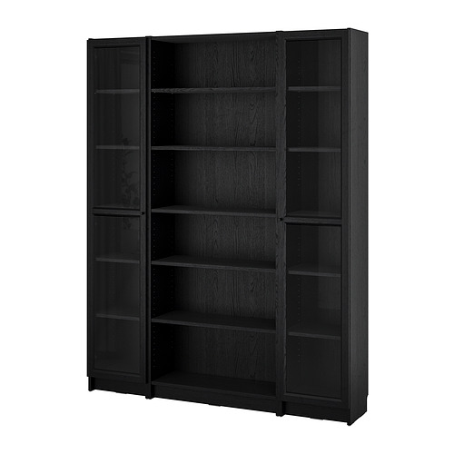 BILLY/OXBERG - bookcase combination w glass doors, black oak effect, 160x202 cm | IKEA Taiwan Online - PE875631_S4