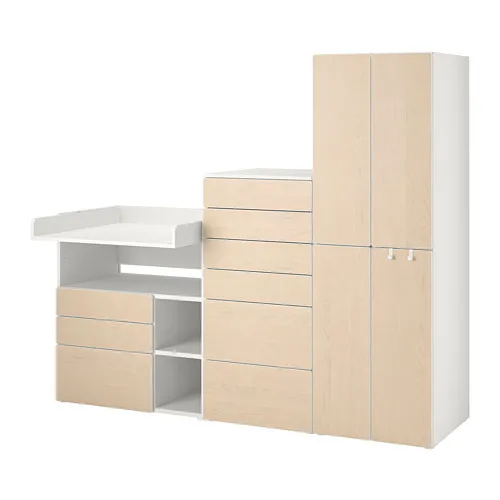 SMÅSTAD/PLATSA - 收納組合, 白色 樺木/附嬰兒尿布台, 210x79x181 公分 | IKEA 線上購物 - PE789132_S4