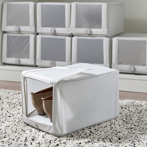 HEMMAFIXARE - 鞋盒, 布 條紋/白色/灰色 | IKEA 線上購物 - PE834402_S4