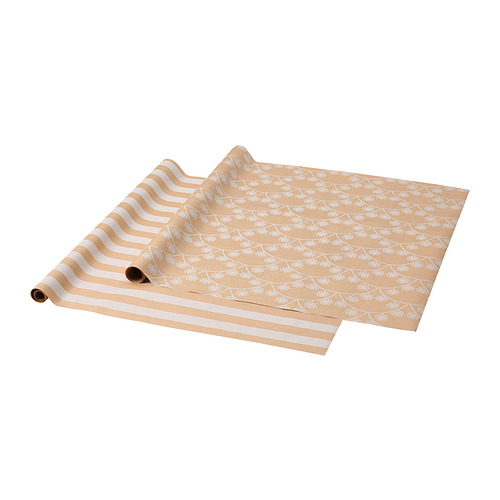 VINTERFINT - 禮品包裝紙, 多種圖案 棕色, 3x0.7 公尺/2.10 平方公尺 | IKEA 線上購物 - PE944182_S4