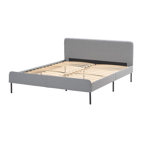 SLATTUM - 雙人軟墊式床框, 淺灰色, 含床底板條 | IKEA 線上購物 - PE735401_S4