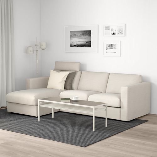 VIMLE - 3-seat sofa with chaise longue, with headrest/Gunnared beige | IKEA Taiwan Online - PE675203_S4