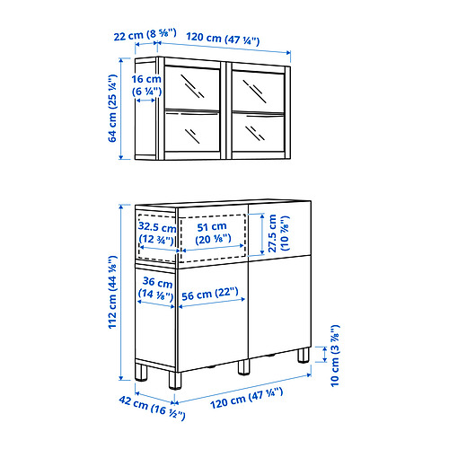 BESTÅ - storage combination w doors/drawers, white stained oak effect/Hanviken/Stubbarp white stained oak eff clear glass | IKEA Taiwan Online - PE834590_S4