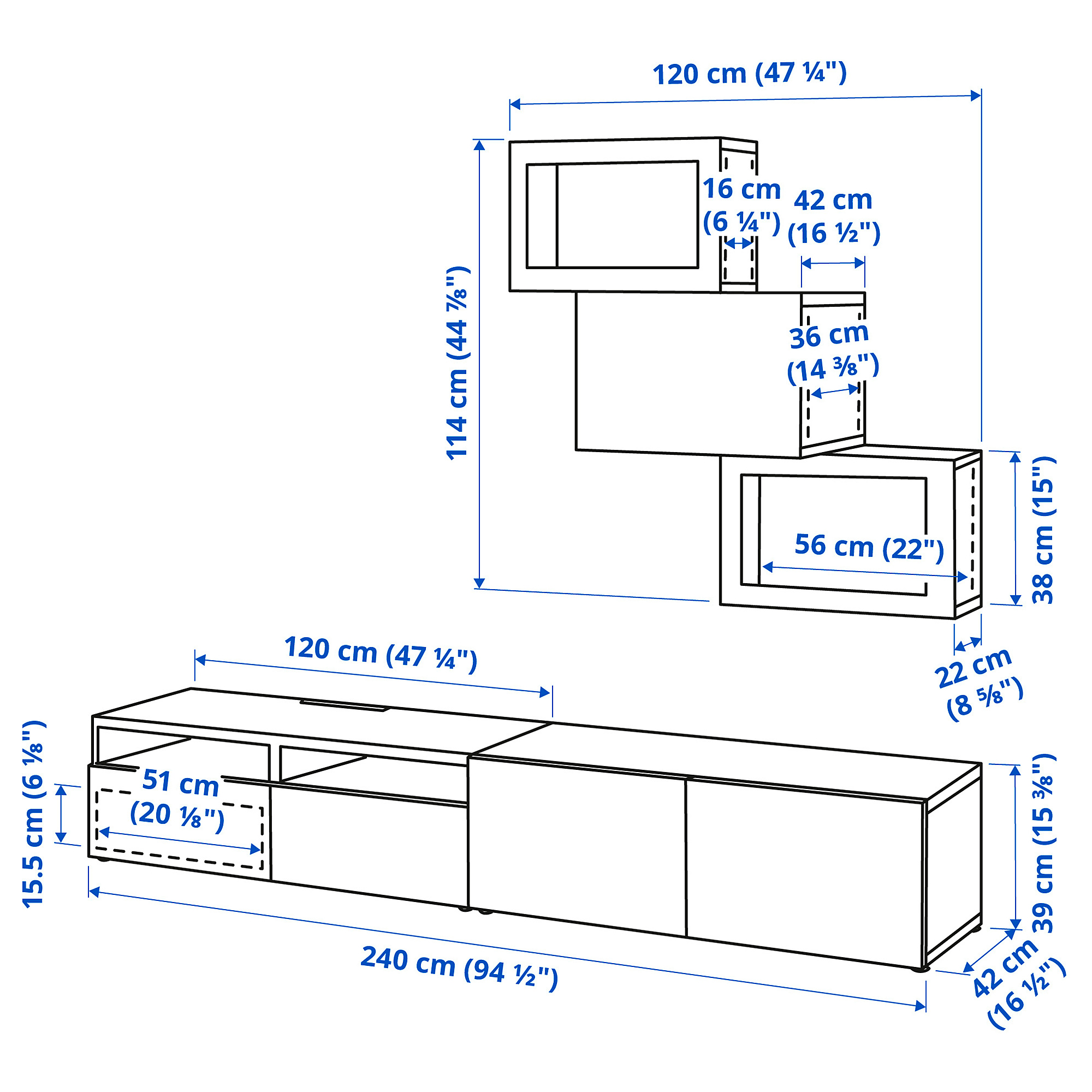 BESTÅ TV storage combination/glass doors