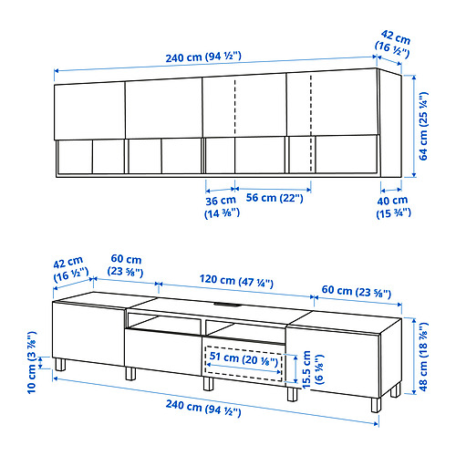 BESTÅ - TV storage combination, white/Västerviken/Stubbarp dark grey | IKEA Taiwan Online - PE834618_S4