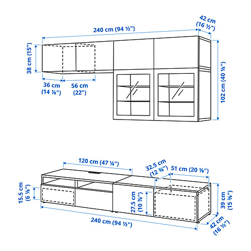 BESTÅ - TV storage combination/glass doors, white/Selsviken high-gloss/white clear glass | IKEA Taiwan Online - PE834612_S4