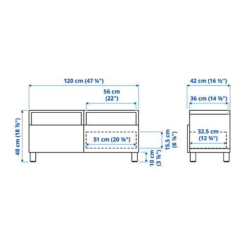 BESTÅ - TV bench with drawers, white/Bergsviken/Stubbarp beige | IKEA Taiwan Online - PE834623_S4