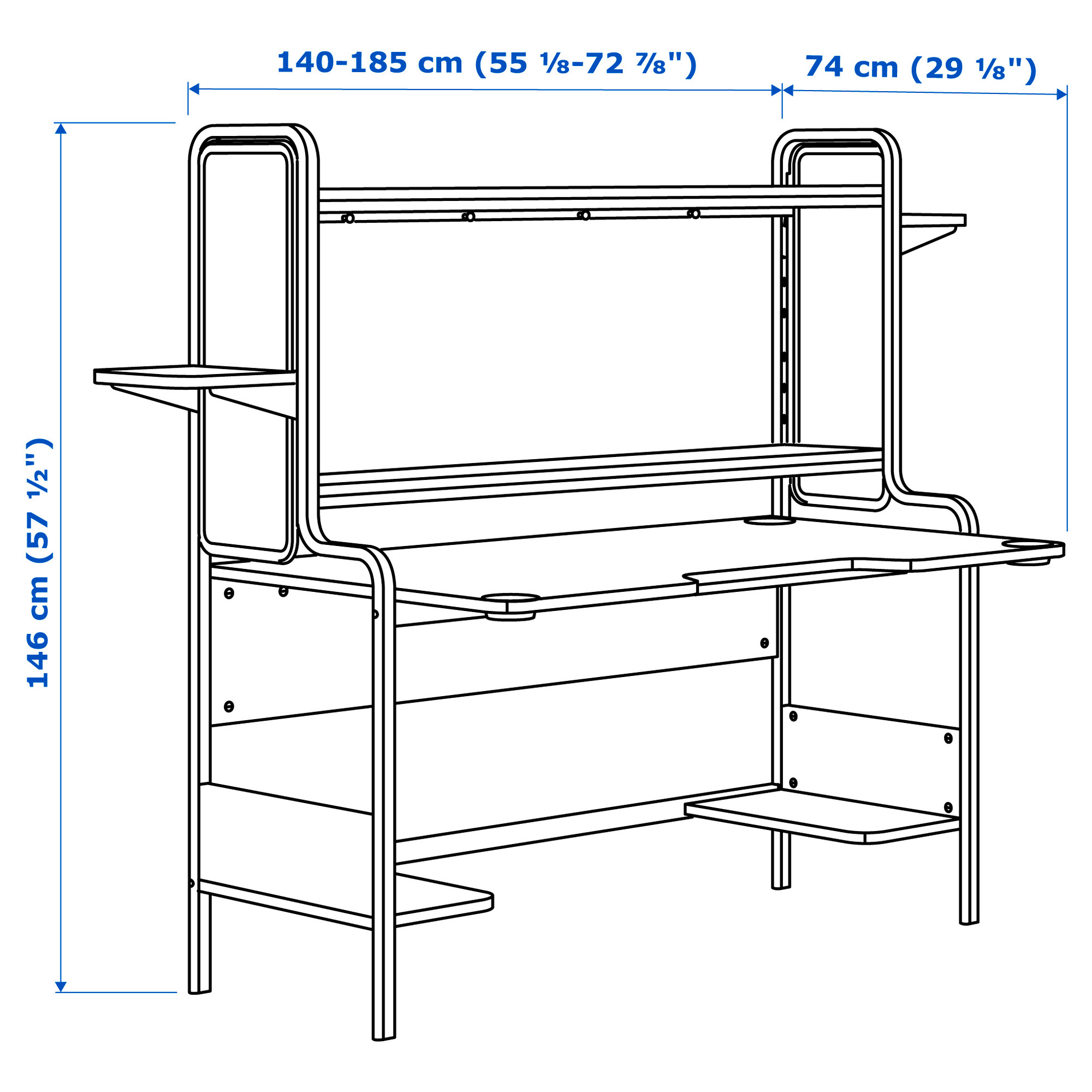 Высота игрового стола. Компьютерный стол ikea fredde. Компьютерный стол ikea Фредди. Fredde ФРЕДДЕ геймерский стол, черный185x74x146 см. Fredde ФРЕДДЕ письменный стол белый 140/185x74x146 см.