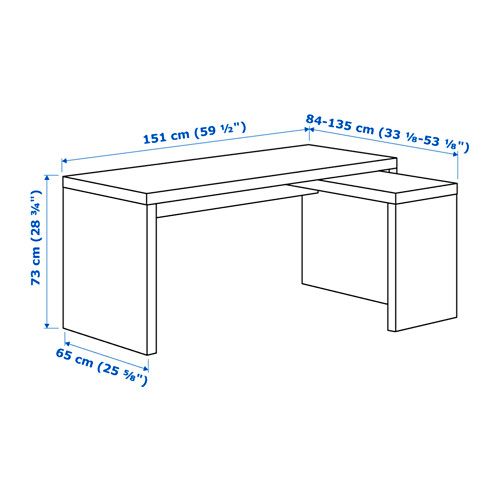 MALM desk with pull-out panel