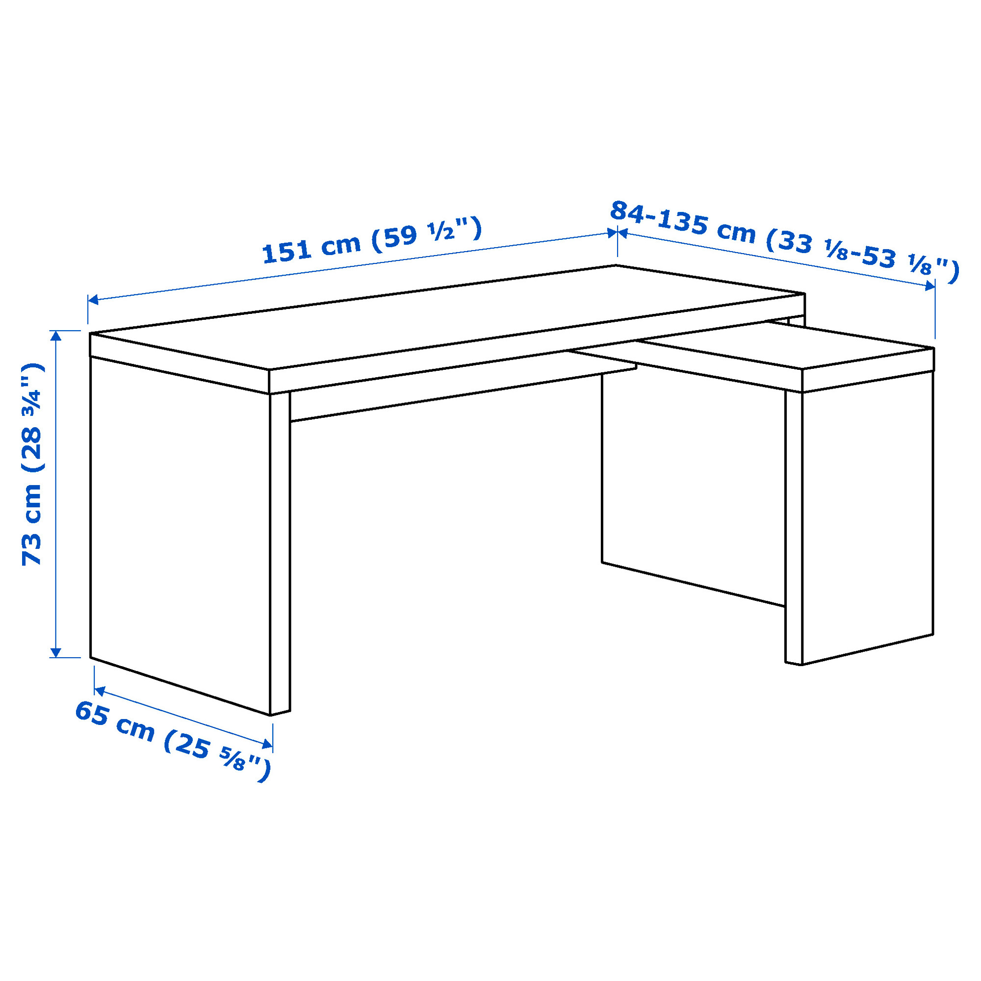 MALM desk with pull-out panel