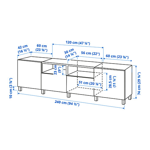 BESTÅ - TV bench with doors and drawers, white/Kallviken/Stubbarp dark grey | IKEA Taiwan Online - PE834627_S4