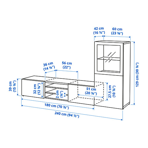 BESTÅ - TV storage combination/glass doors, white Glassvik/Laxviken white | IKEA Taiwan Online - PE834628_S4