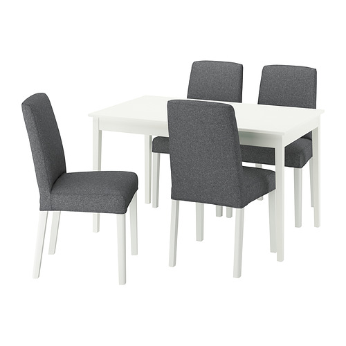 NÄSINGE/BERGMUND - 餐桌附4張餐椅, 白色/Gunnared中灰色 白色, 130/190x80 公分 | IKEA 線上購物 - PE980104_S4