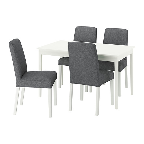 NÄSINGE/BERGMUND - 餐桌附4張餐椅, 白色/Gunnared中灰色 白色, 130x80 公分 | IKEA 線上購物 - PE980108_S4