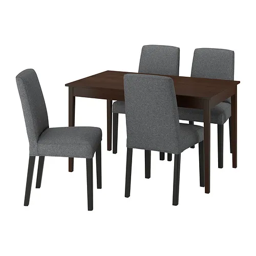 NÄSINGE/BERGMUND - table and 4 chairs, dark brown stained beech veener/Gunnared medium grey black, 130/190x80 cm | IKEA Taiwan Online - PE980110_S4