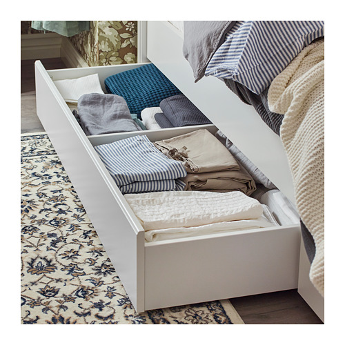 SONGESAND bed frame with 4 storage boxes