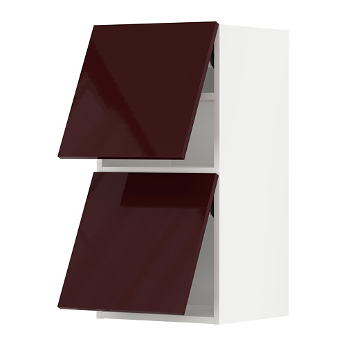 METOD - wall cab horizo 2 doors w push-open, white Kallarp/high-gloss dark red-brown | IKEA Taiwan Online - PE789619_S4