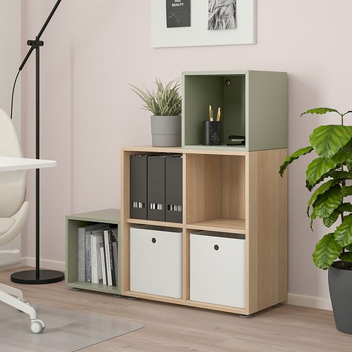 EKET - cabinet combination with feet, light green/white stained oak effect | IKEA Taiwan Online - PE834679_S4