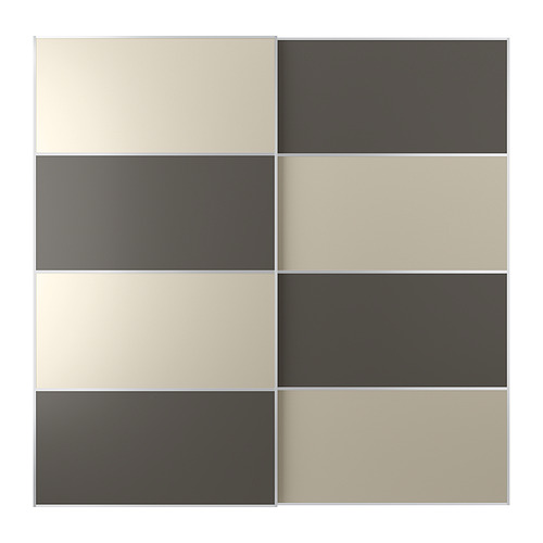MEHAMN - 滑門組, 鋁質 雙面設計/深灰色 灰米色, 200x201 公分 | IKEA 線上購物 - PE834722_S4