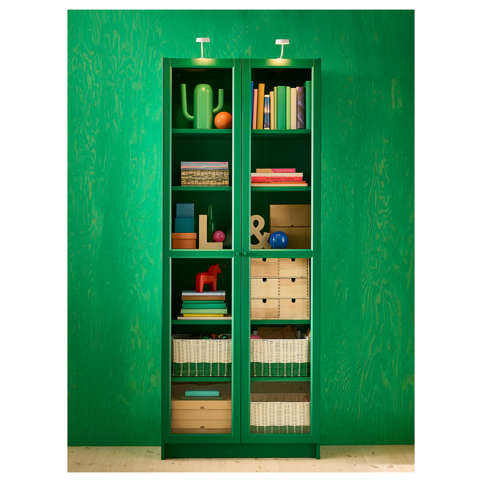 BILLY bookcase with glass-doors