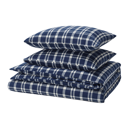 TORNTUSS - duvet cover and 2 pillowcases, dark blue/check, 200x200/50x80 cm | IKEA Taiwan Online - PE980174_S4