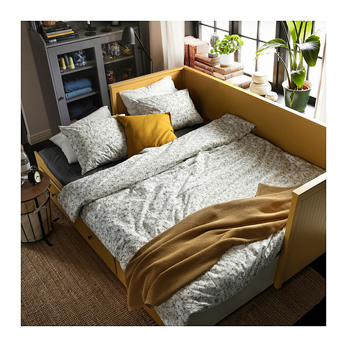 HEMNES 坐臥兩用床/3床底收納盒/2床墊