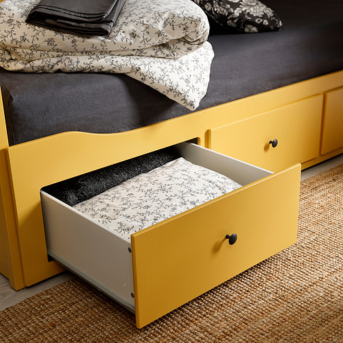 HEMNES 坐臥兩用床/3床底收納盒/2床墊