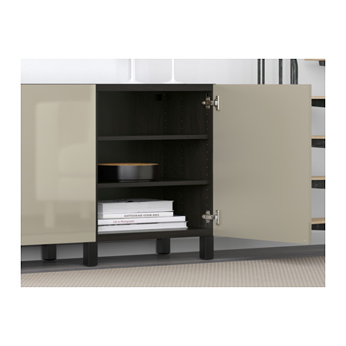 BESTÅ - storage combination with doors, black-brown/Selsviken/Stubbarp high-gloss/beige | IKEA Taiwan Online - PE583070_S4