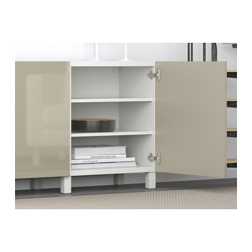 BESTÅ - storage combination with doors, white/Selsviken/Stubbarp high-gloss/beige | IKEA Taiwan Online - PE583054_S4