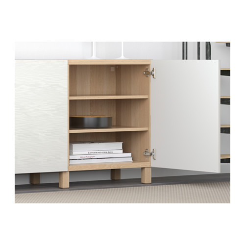 BESTÅ - storage combination with doors, white stained oak effect/Laxviken white | IKEA Taiwan Online - PE583058_S4