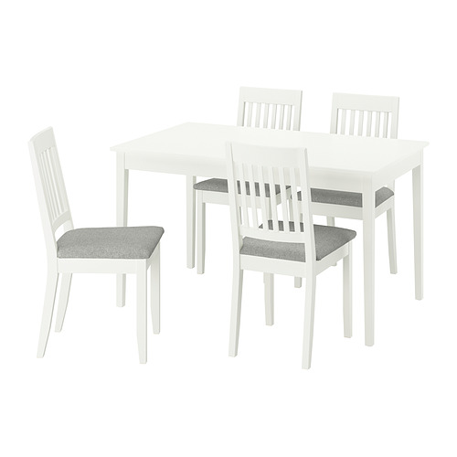 NÄSINGE/NÄSINGE - 餐桌附4張餐椅, 白色/白色 Tibbleby米灰色, 130/190x80 公分 | IKEA 線上購物 - PE980621_S4
