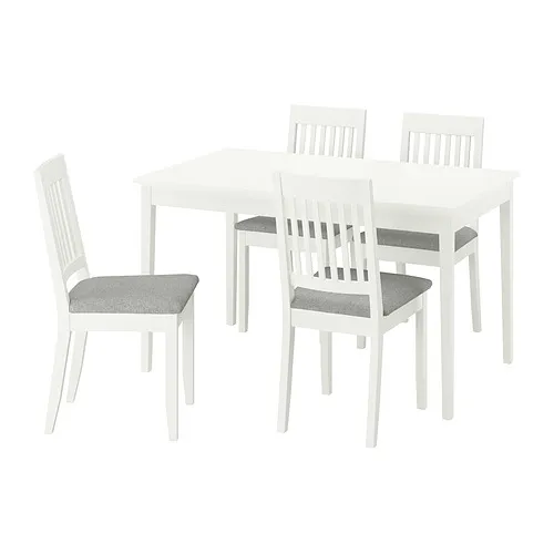 NÄSINGE/NÄSINGE - 餐桌附4張餐椅, 白色/白色 Tibbleby米灰色, 130/190x80 公分 | IKEA 線上購物 - PE980621_S4