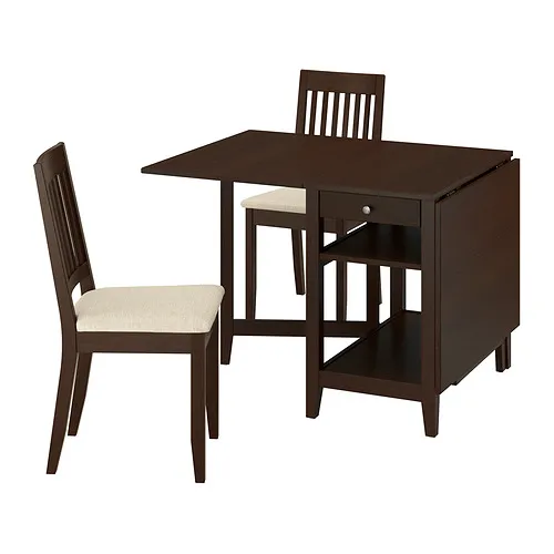 NÄSINGE/NÄSINGE - 一桌二椅, 折疊桌 染深棕色櫸木貼皮/染深棕色 Kilanda淺米色, 48/104/159x85 公分 | IKEA 線上購物 - PE980624_S4