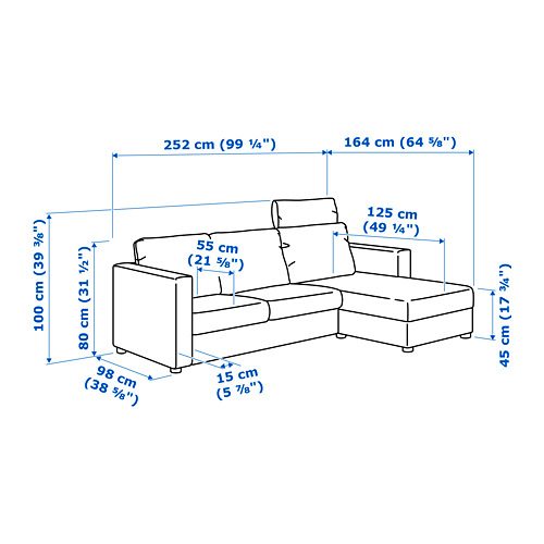 VIMLE - 三人座沙發, 含躺椅 附頭靠墊/Grann/Bomstad 黑色 | IKEA 線上購物 - PE693603_S4