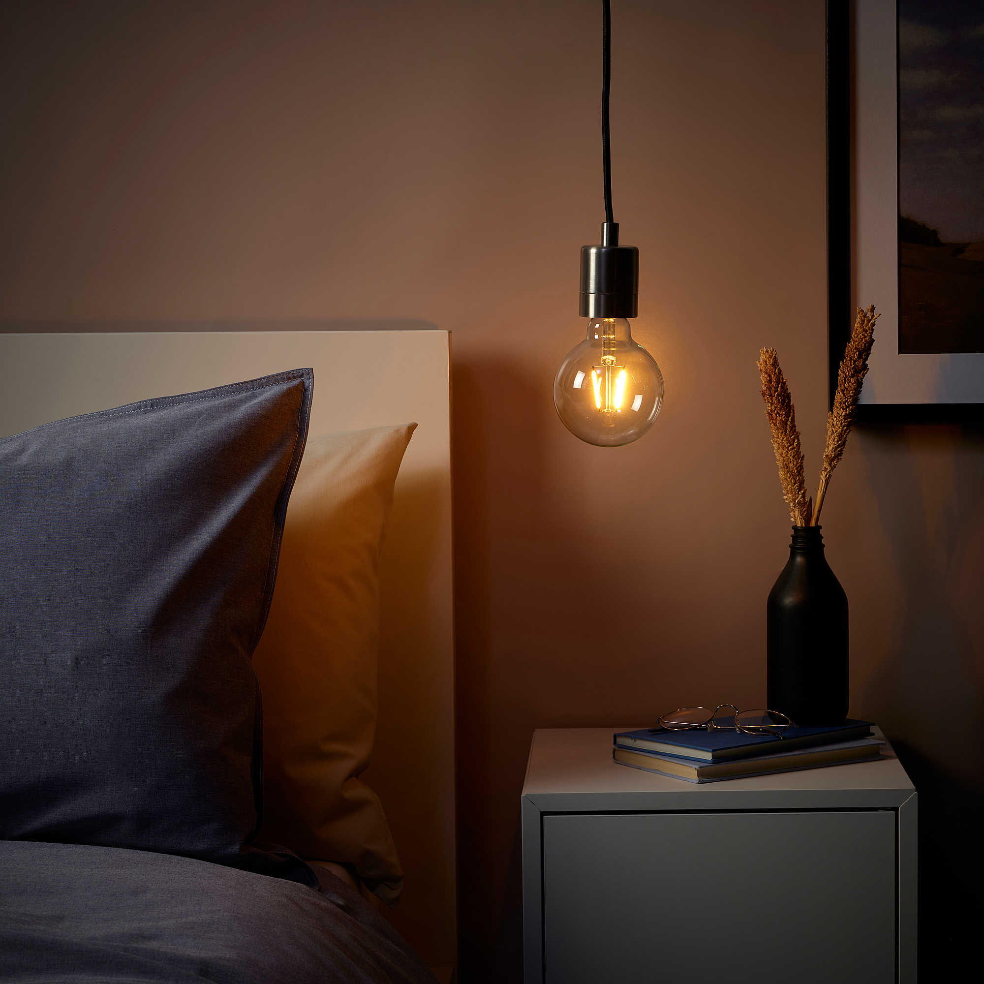 SKAFTET/LUNNOM pendant lamp with light bulb
