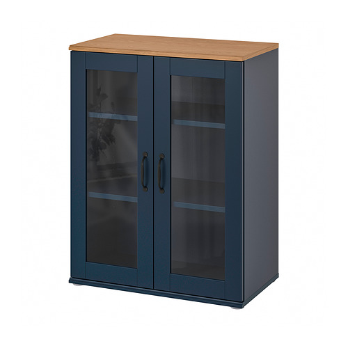 SKRUVBY - cabinet with glass doors, black-blue, 70x90 cm | IKEA Taiwan Online - PE876445_S4