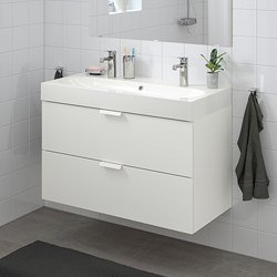GODMORGON/BRÅVIKEN - wash-stand with 2 drawers, Gillburen dark grey/Brogrund tap | IKEA Taiwan Online - PE777221_S3