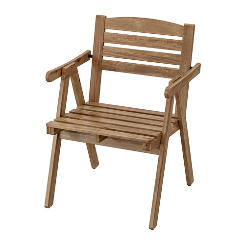 FALHOLMEN chair with armrests, outdoor, light brown stained IKEA