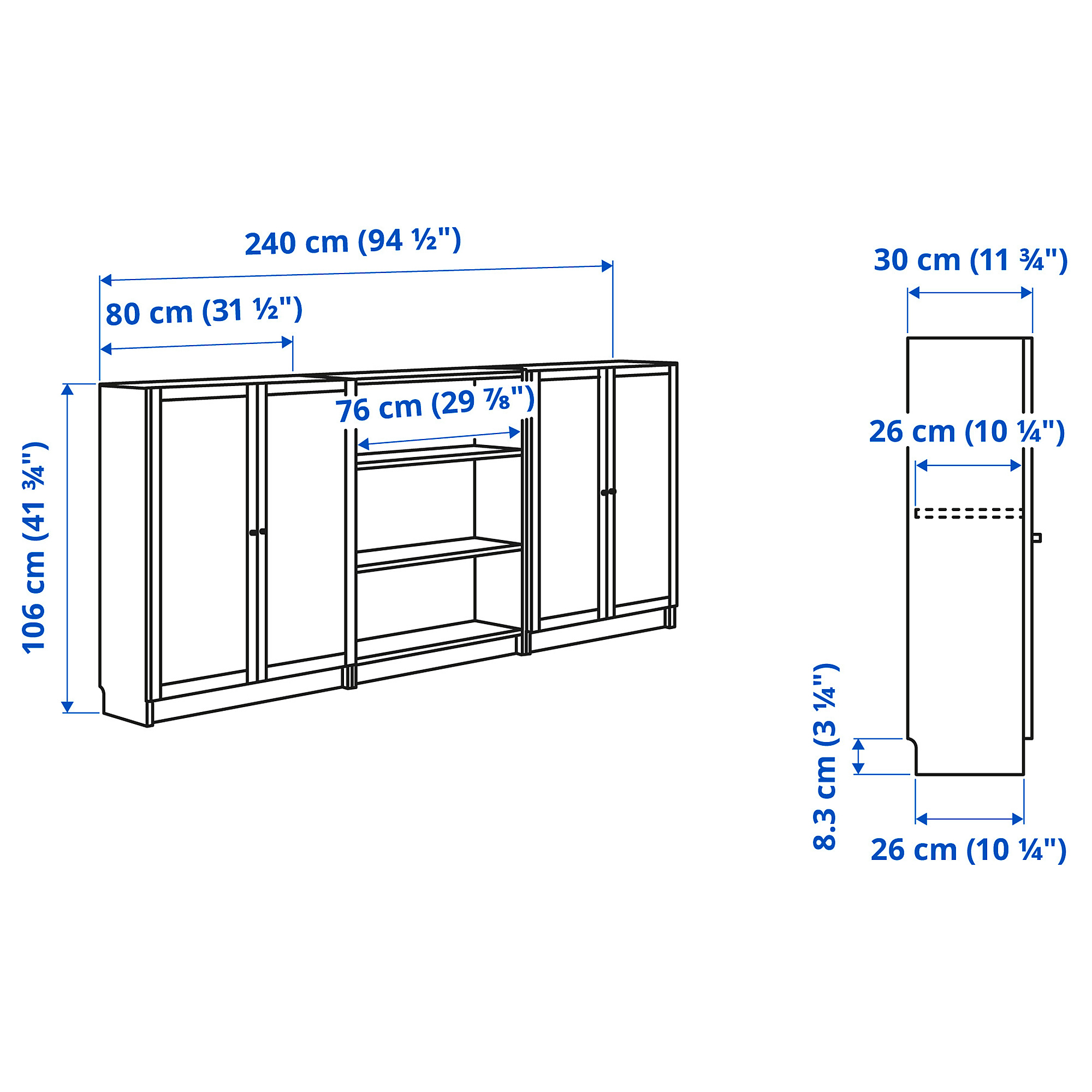 BILLY/OXBERG bookcase combination with doors