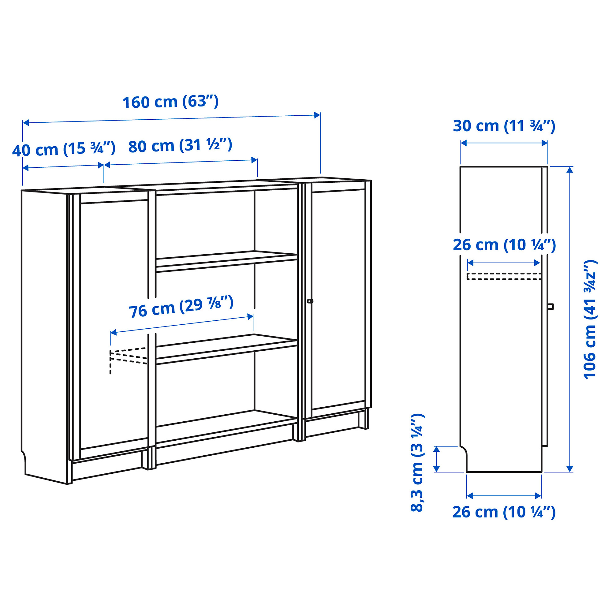 BILLY/OXBERG bookcase combination with doors