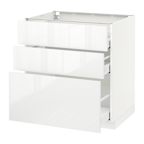 METOD - base cabinet with 3 drawers, white Maximera/Ringhult white, 80x60x80 cm | IKEA Taiwan Online - PE519119_S4