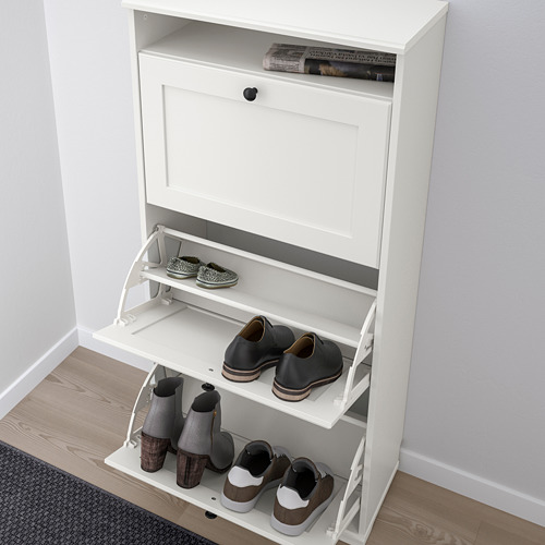 BRUSALI 三格鞋櫃, 白色, 61x30x130 公分 IKEA 線上購物