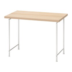 LINNMON/SPÄND - desk, white stained oak effect/white, 100x60 cm