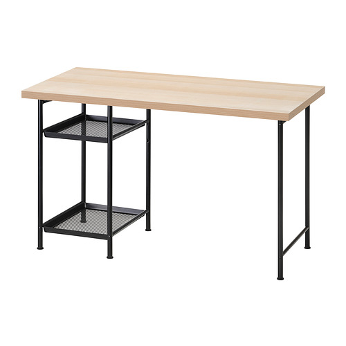 LAGKAPTEN/SPÄND - desk, white stained oak effect/black, 120x60 cm | IKEA Taiwan Online - PE944853_S4